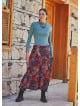 Red Print Adjustable Hem Wraped Harem Pants
